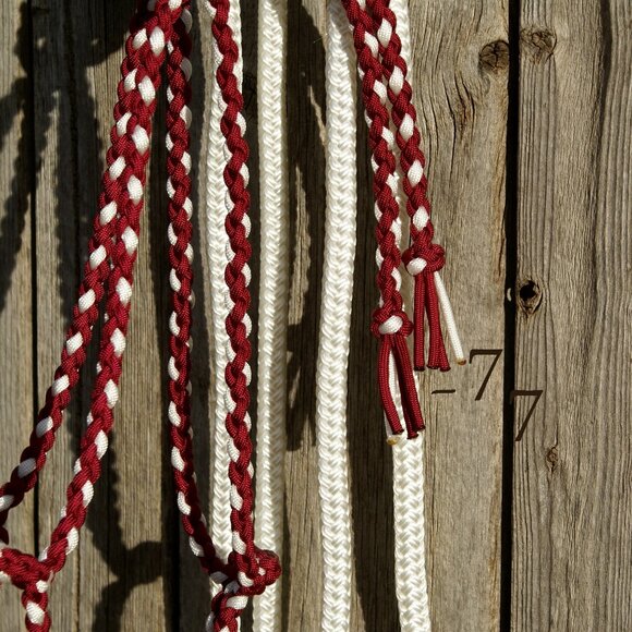 Handmade Braided Paracord Horse Loping Halter Hackamore - Yacht Rope Split Reins - Picture 7 of 9